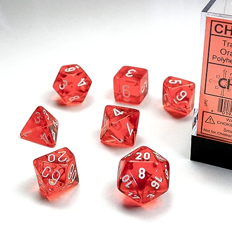 CHX 23073 Translucent Polyhedral Orange/White 7-Die Set
