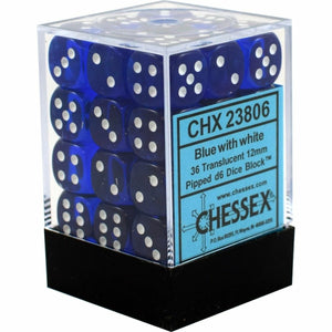 CHX 23806 Translucent 12mm d6 blue/white (36)