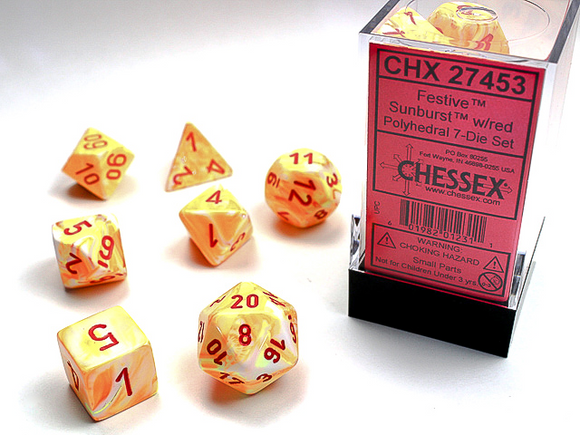 CHX 27453 Festive Polyhedral Sunburst/Red 7-Die Set