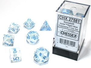 CHZ 27581 Polyhedral Icicle/Light Blue Luminary 7-Dice Set - The Gaming Verse