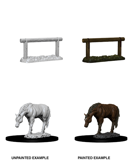 WizKids Deep Cuts Unpainted Miniatures Horse & Hitch - The Gaming Verse