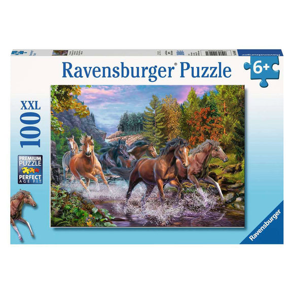 Ravensburger - Rushing River Horses Puzzle 100pc - The Gaming Verse