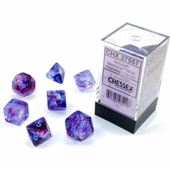 CHX 27557 Nebula Polyhedral Nocturnal/Blue Luminary 7-Die Set