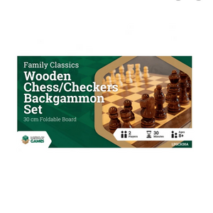 LPG Wooden Folding Chess/Checkers/Backgammon Set 30cm - The Gaming Verse