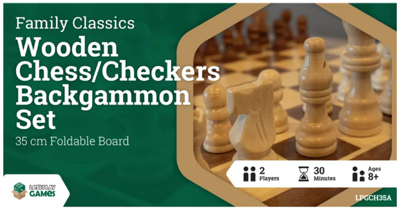 LPG Wooden Folding Chess/Checkers/Backgammon Set 35cm - The Gaming Verse