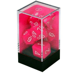 CHX 25444 Opaque Polyhedral Pinkwhite set 7 - The Gaming Verse