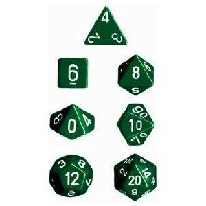 CHX 25405 Opaque Polyhedral Greenwhite 7-Die Set - The Gaming Verse