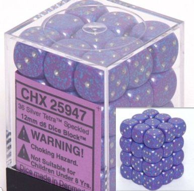 CHX 25947 Speckled 12mm d6 Silver Tetra Block (36) - The Gaming Verse