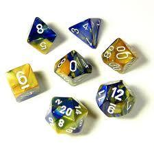 CHX 26422 Gemini Polyhedral Blue-Gold wwhite 7-Die Set - The Gaming Verse
