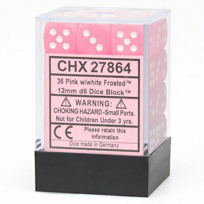 CHX 27864 Frosted 12mm Pink/White Block (36) - The Gaming Verse